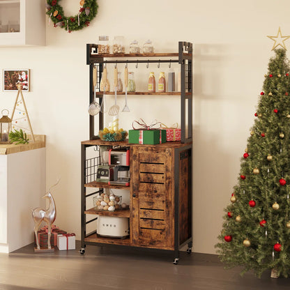 Kitchen Rack: 31.5'' Metal Standard Baker's Rack with Microwave Compatibility, Made of Solid and Manufactured Wood