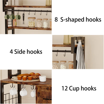 Kitchen Rack: 31.5'' Metal Standard Baker's Rack with Microwave Compatibility, Made of Solid and Manufactured Wood