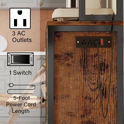 Kitchen Rack: 31.5'' Metal Standard Baker's Rack with Microwave Compatibility, Made of Solid and Manufactured Wood