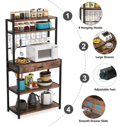 Kitchen Rack: 31.5'' Standard Baker's Rack with Microwave Compatibility