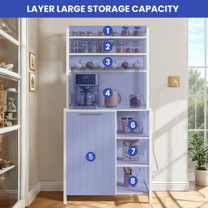 Kitchen Rack: 31.5'' Wood Baker's Rack with Microwave Compatibility