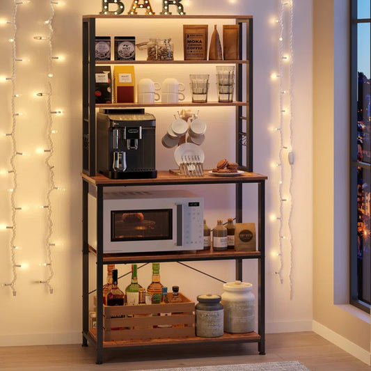 Kitchen Racks: 31.5" Modern Coffee and Bar Station with Storage and Shelves