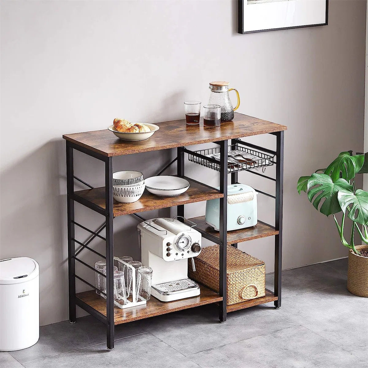 Kitchen Rack: 35.43'' Standard Baker's Rack with Microwave Compatibility