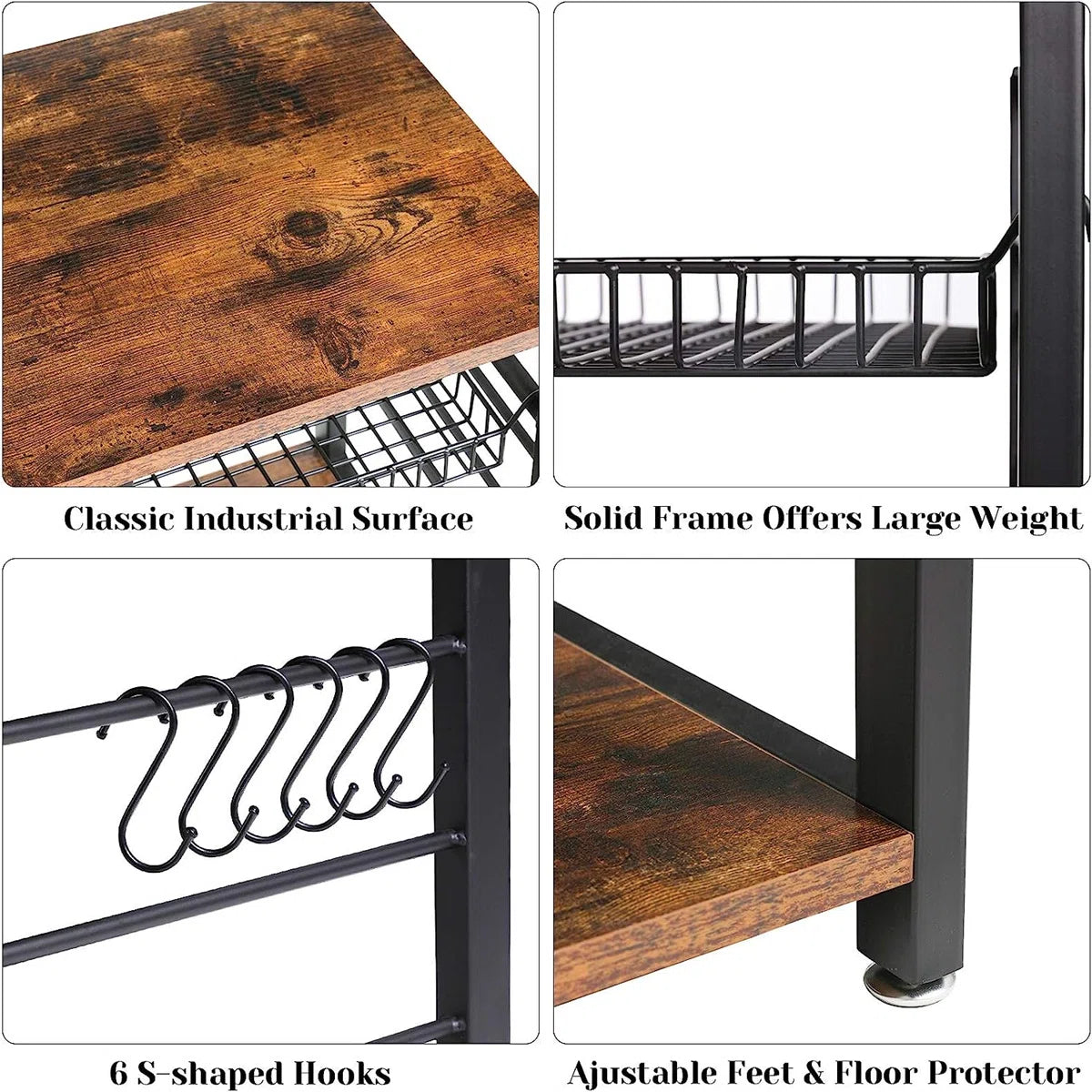 Kitchen Rack: 35.43'' Standard Baker's Rack with Microwave Compatibility