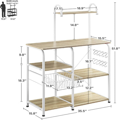 Kitchen Racks: 35.43" standard kitchen baker's rack with microwave shelf and extra storage tiers