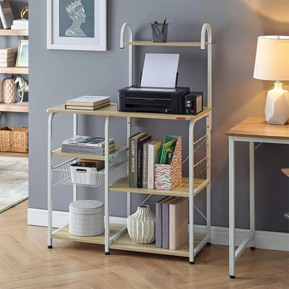 Kitchen Racks: 35.43" standard kitchen baker's rack with microwave shelf and extra storage tiers