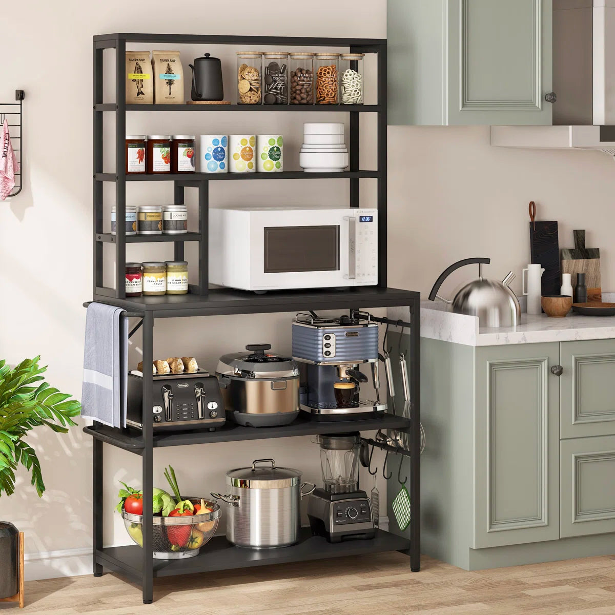 Kitchen Rack: 35.43'' Steel Standard Baker's Rack with Microwave Compatibility