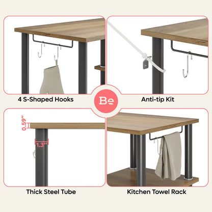 Kitchen Rack: 35.4'' Baker's Rack Kitchen Microwave Cart Easy to Assemble