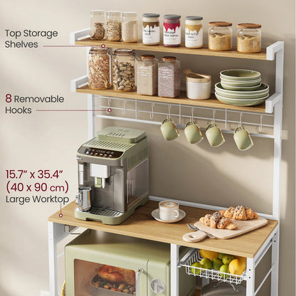 Kitchen Rack: 35.4'' Metal Baker's Rack with Microwave Compatibility
