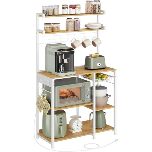 Kitchen Rack: 35.4'' Metal Baker's Rack with Microwave Compatibility