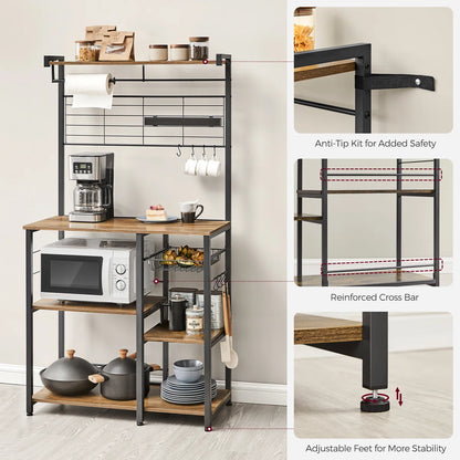 Kitchen Rack: 35.4'' Steel Standard Baker's Rack with Microwave Compatibility