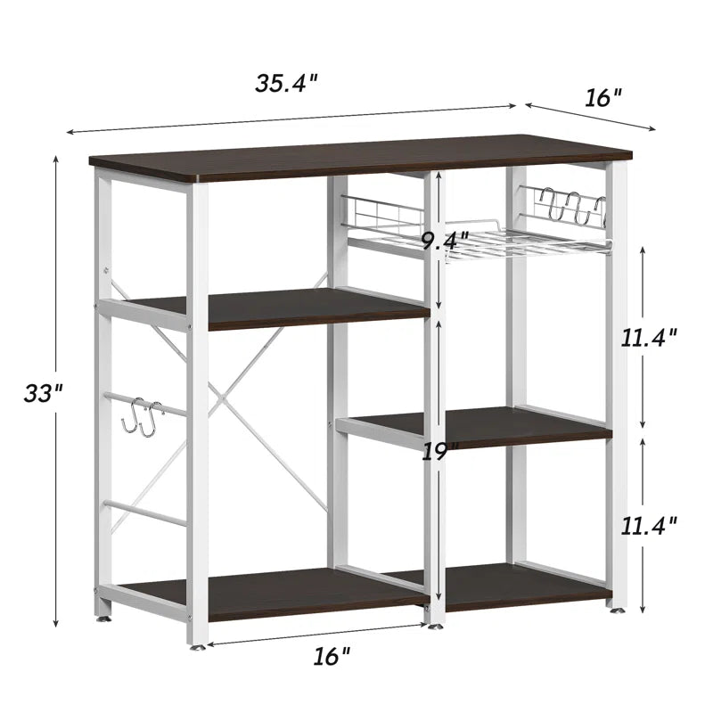 Kitchen Racks: 35.4'' Standard Baker's Rack Made of Steel and Compatible with Microwaves