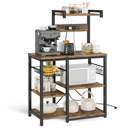 Kitchen Rack: 35.4'' Wood Standard Baker's Rack with Microwave Compatibility