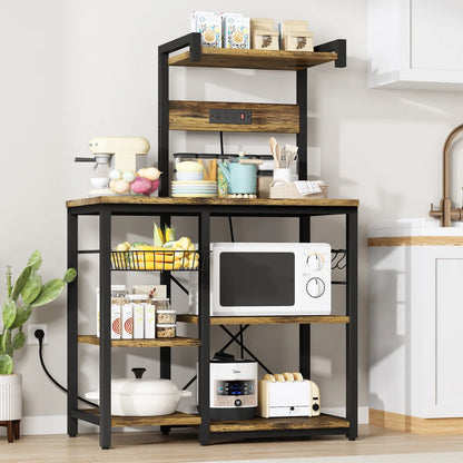 Kitchen Rack: 35.4'' Wood Standard Baker's Rack with Microwave Compatibility