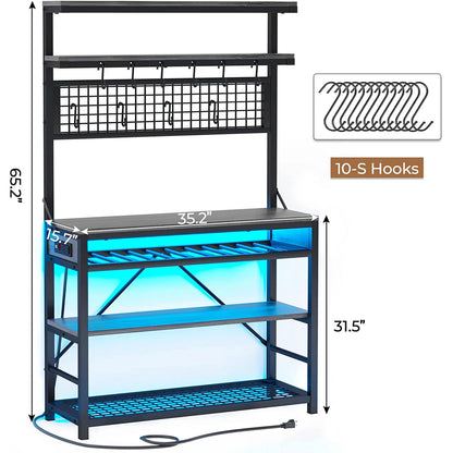 Kitchen Rack: 35.4'' Wood Standard Baker's Rack with Microwave Compatibility