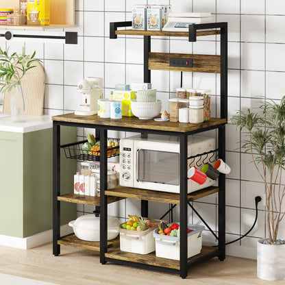 Kitchen Rack: 35.4'' Wood Standard Baker's Rack with Microwave Compatibility