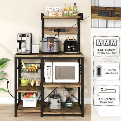 Kitchen Rack: 35.4'' Wood Standard Baker's Rack with Microwave Compatibility