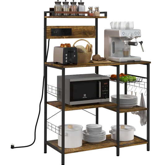 Kitchen Rack: 35.5'' Steel Standard Baker's Rack with Microwave Compatibility