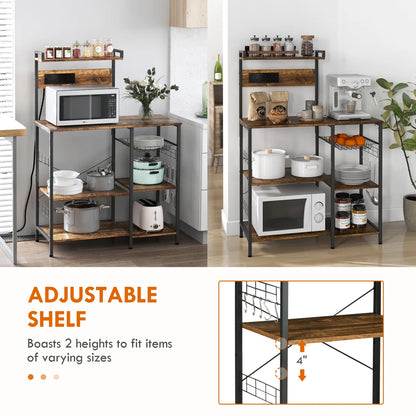 Kitchen Rack: 35.5'' Steel, Manufactured Wood Standard Baker's Rack with Microwave Compatibility