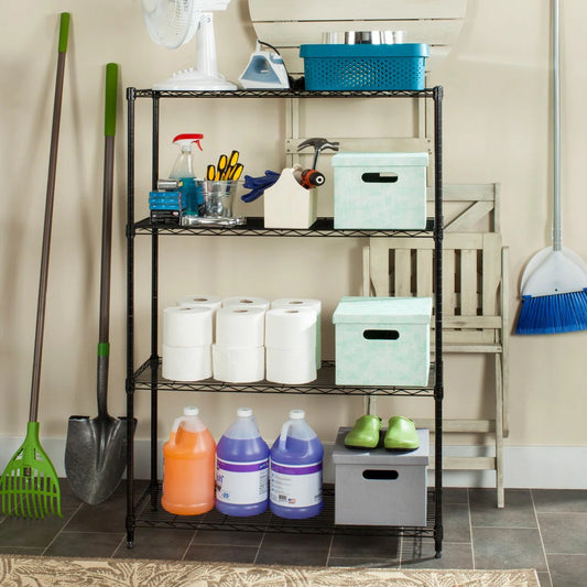 Kitchen Rack: 35'' W Plastic Height -Adjustable Shelving Unit