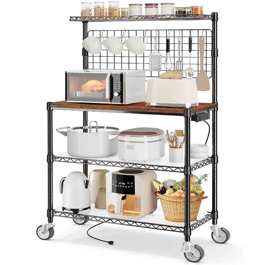 Kitchen Racks: 36'' Standard Baker's Rack Made of Metal and Compatible with Microwaves