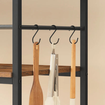 Kitchen Rack: 37.8'' Rolling Kitchen Island with Storage and Power Outlet