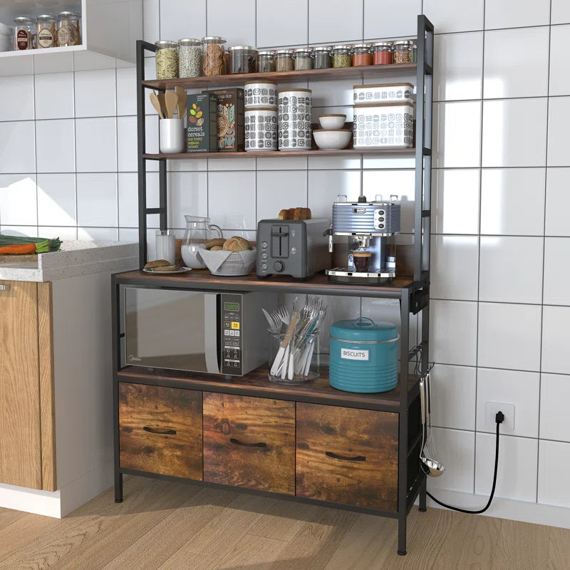 Kitchen Rack: 39.37" Standard Baker’s Rack Made of Steel with Power Outlets