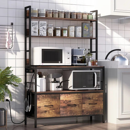 Kitchen Rack: 39.37" Standard Baker’s Rack Made of Steel with Power Outlets