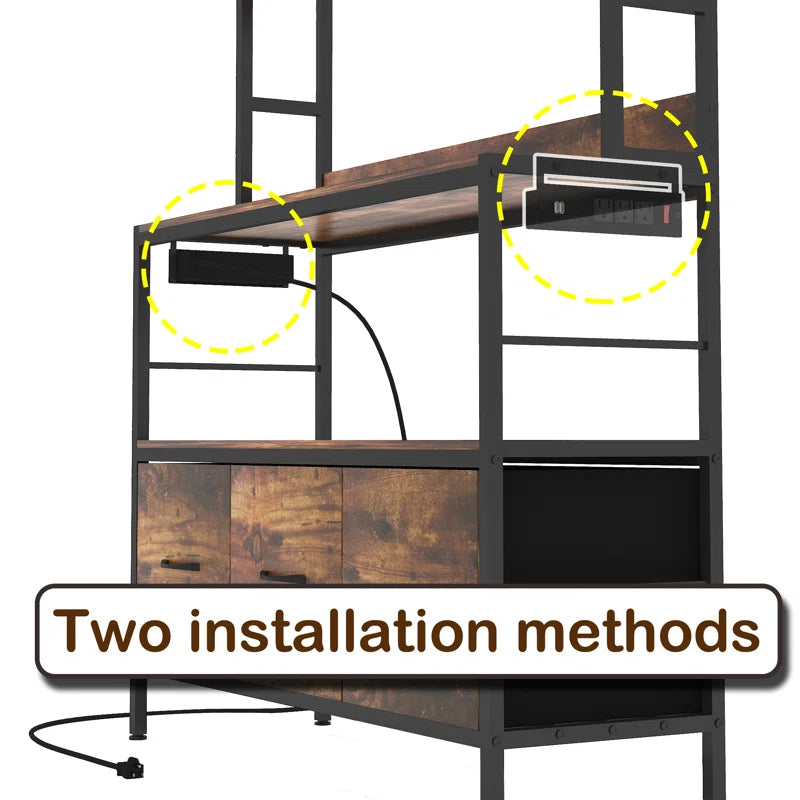 Kitchen Rack: 39.37" Standard Baker’s Rack Made of Steel with Power Outlets