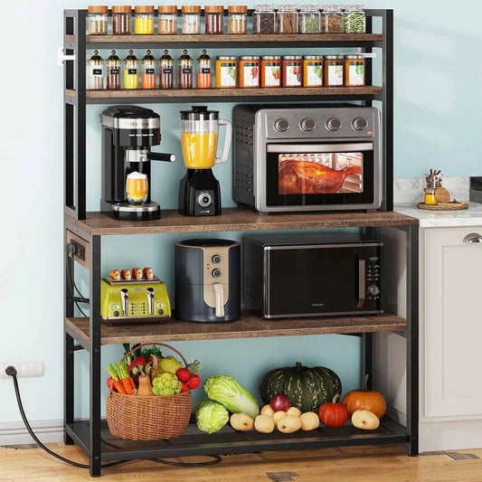 Kitchen Rack: 39.37'' Standard Baker's Rack Made of Metal and Compatible with Microwave
