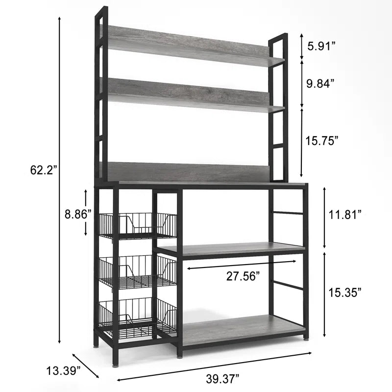Kitchen Rack: 39.37'' Steel Standard Baker's Rack with Microwave Compatibility