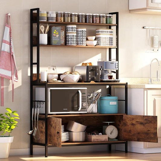 Kitchen Racks: 39.3'' Baker's rack made of steel that is compatible with microwaves