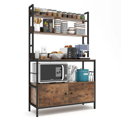 Kitchen Racks: 39.3'' Baker's rack made of steel that is compatible with microwaves