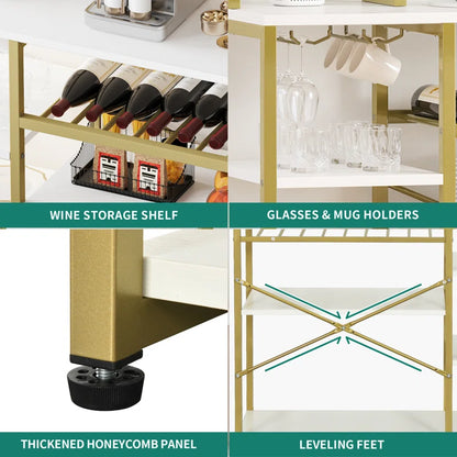 Kitchen Rack: 39.4'' Standard Baker's Rack made of Wood and Compatibility with Microwave
