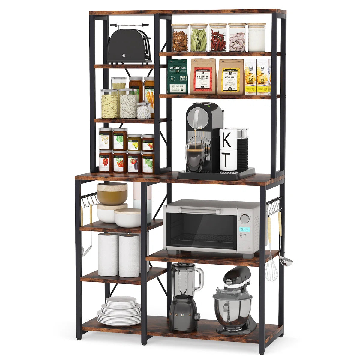 Kitchen Rack: 39.4'' Iron Standard Baker's Rack with Microwave Compatibility