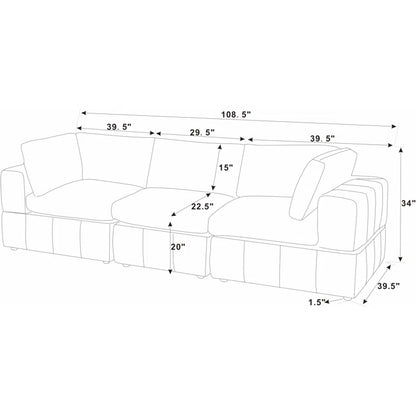 3 seater Sofa 108.5  Upholstered Sofa 