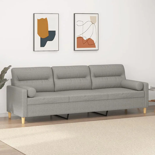 3 Seater Sofa: 3-Seater Sofa with Pillows & Cushions 82.7" Fabric