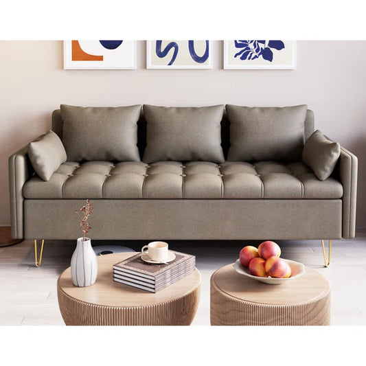 3 Seater Sofa: 67.3'' Vegan Leather Sofa
