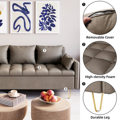 3 Seater Sofa: 67.3'' Vegan Leather Sofa