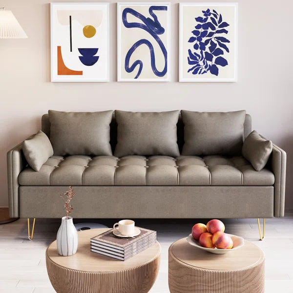 3 Seater Sofa: 67.3'' Vegan Leather Sofa