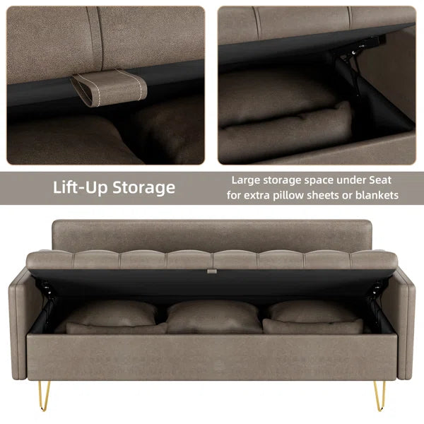 3 Seater Sofa: 67.3'' Vegan Leather Sofa