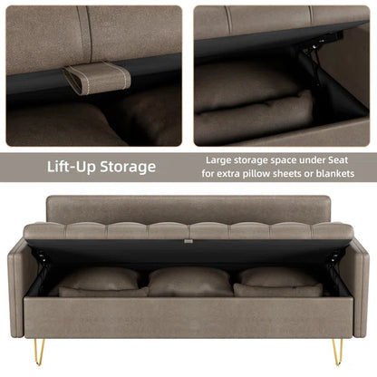 3 Seater Sofa: 67.3'' Vegan Leather Sofa