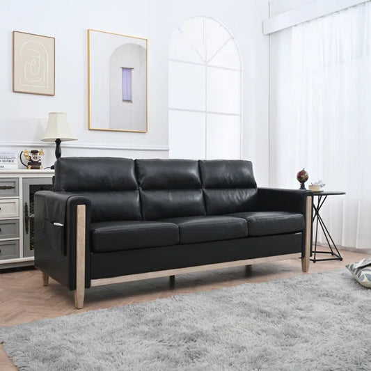 3 Seater Sofa: Sofa 79.53'' Vegan Leather Sofa
