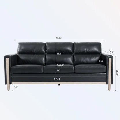 3 Seater Sofa: Sofa 79.53'' Vegan Leather Sofa