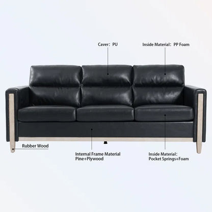 3 Seater Sofa: Sofa 79.53'' Vegan Leather Sofa