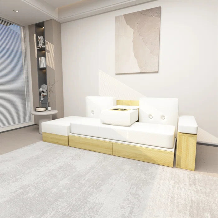 3 Seater Sofa: 82.3'' Vegan Leather Sofa