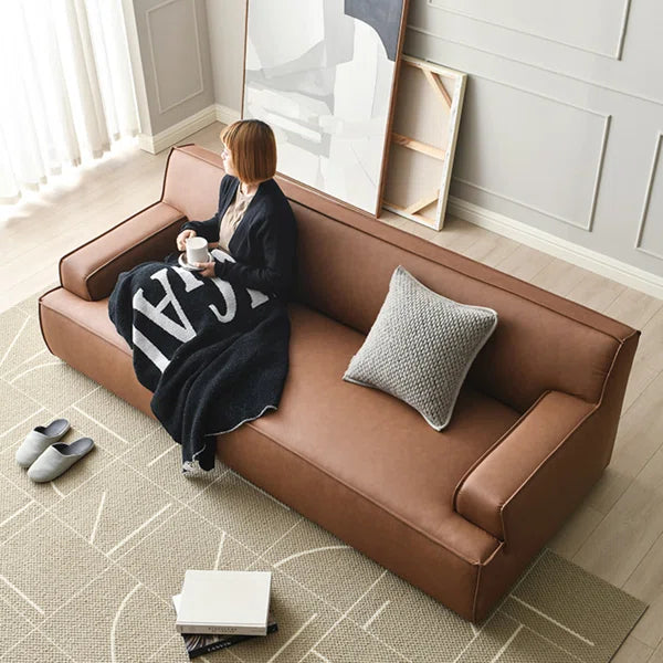 3 Seater Sofa: 86.61'' Vegan Leather Sofa