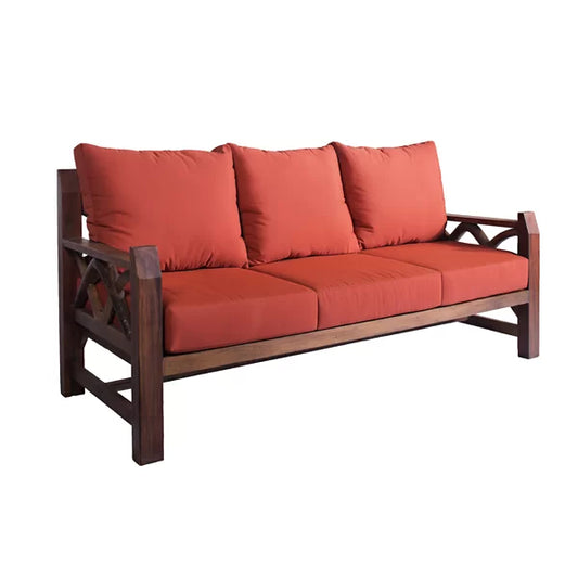 3 Seater Sofa: 87'' Teak Outdoor Patio Sofa with Sunbrella Cushions
