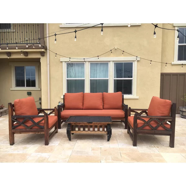 3 Seater Sofa: 87'' Teak Outdoor Patio Sofa with Sunbrella Cushions