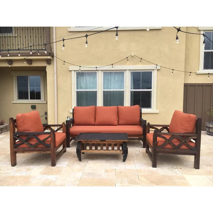 3 Seater Sofa: 87'' Teak Outdoor Patio Sofa with Sunbrella Cushions
